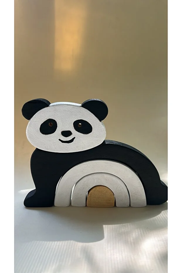 Doğal Organik Ahşap Montessori Oyuncak Panda, Bebek Çocuk Odası Dekor Hediye Fotoğraf Çekim