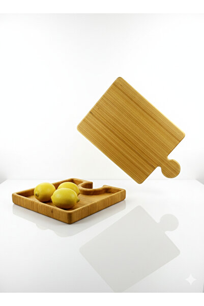 Puzzle Doğal Ahşap Sunumluk&Çerezlik